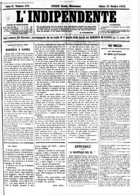 L'Indipendente - Les Journaux d'Alexandre Dumas