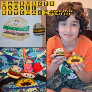 Hamburger Kawaii Keychain ☆FREE Pattern☆