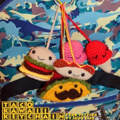 Crochet Taco Kawaii Keychain FREE Pattern by Suzy Dias