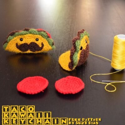 Crochet Taco Kawaii Keychain FREE Pattern by Suzy Dias